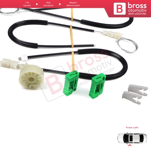 Renault Laguna MK2 X74  BG0/1 KG0/1 2001-2008 8200000937 İçin Ön Sol Kapı Cam Kriko Tamir Seti