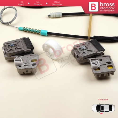 Peugeot 607 9D 9U 1999-2010 9650734980 9221Q2 İçin Ön Sol Kapı Cam Kriko Tamir Seti Metal Ayaklı