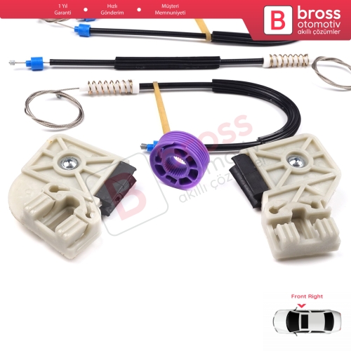VW Polo MK4 6Q 9A 9N 9N3 2001-2009 HB 5-Kapı 9A4 2002-2018 4-Kapı Sedan 6Q4837462 İçin Elektrikli Ön Sağ Kapı Cam Kriko Tamir Seti