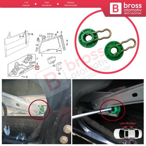Saab 9-3 9-5 MK1 900 MK2 Volvo 740 850 940 960 S70 S90 V70 V90 XC70 MK1 4493433 için Makaslı Tip Cam Kriko Kayar Pivot Kılavuz Klipsi