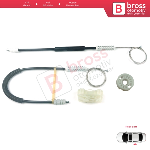 Peugeot 607 9D 9U 1999-2010 9632243280 İçin Arka Sol Kapı Cam Kriko Tamir Seti