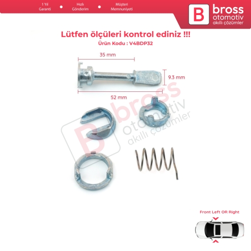 Seat Arosa 6H1 1997-2004 3B0837167 İçin Ön Kapı Kilidi Tamir Takımı 51.5 mm