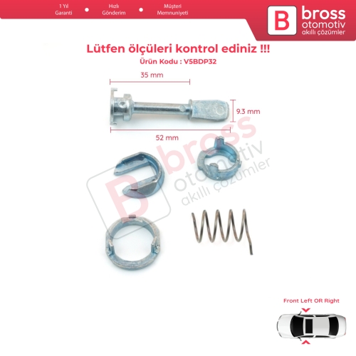 VW Passat B5 GP 3BG 3B3 3B6 2000-2005 3B0837167 İçin Ön Kapı Kilidi Tamir Takımı 51.5 mm